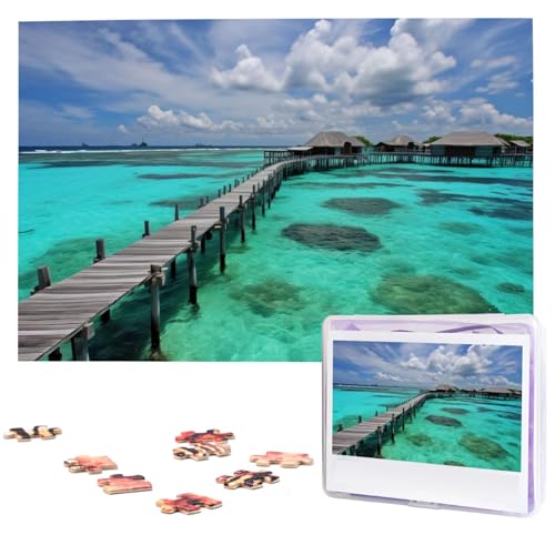 Malediven Landschaft Puzzles 1000 Teile personalisierte Puzzles Fotos Puzzle für Familie Bild Puzzle für Erwachsene Hochzeit Geburtstag (74,9 x 50 cm)