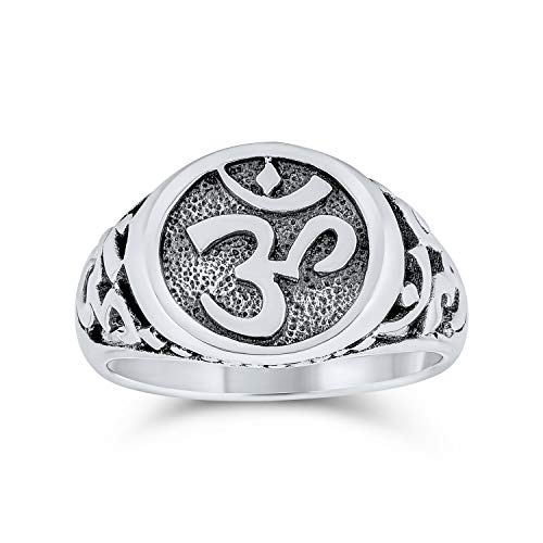 Spirituelle Religiöse Yogi Symbol Sanskrit Aum Ohm Om Siegelring Für Frauen Für Männer Oxidiert .925 Sterling Silber