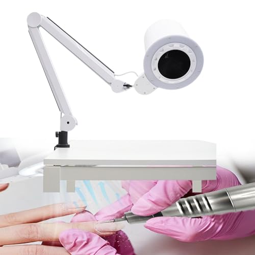 BrightFootBook Vakuum-Nagelstaubsauger für Pediküre und Maniküre mit eingebauter dimmbarer LED, Staubabsaugung für Acrylnägel und universeller Tischhalterung,A