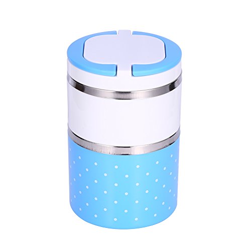 Süßer Edelstahl Isolierung Lunch Bento Box Essenträger Container, 1–3 Staufächer Double layer blau