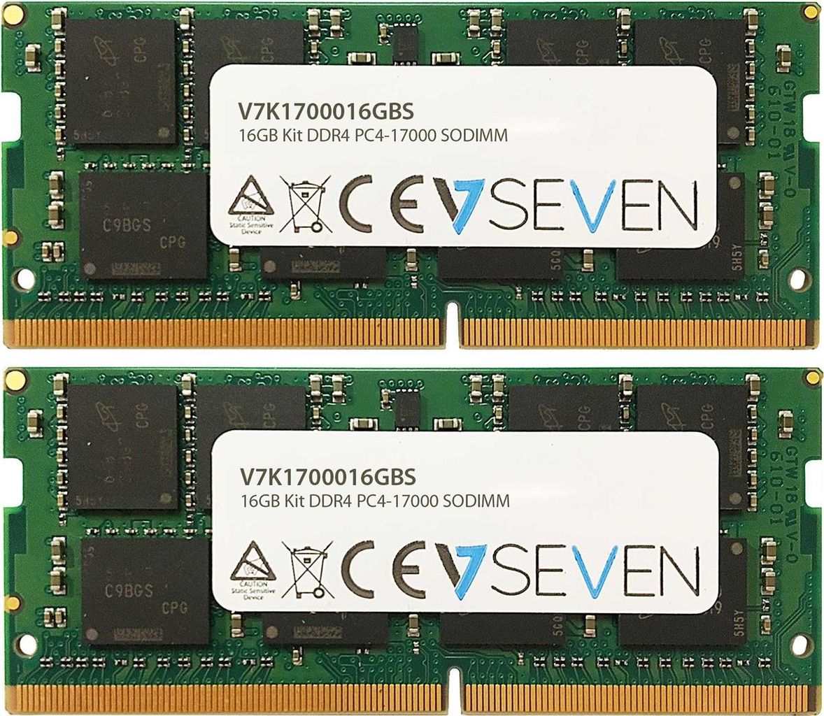 V7 V7K1700016GBS Notebook DDR4 SO-DIMM Arbeitsspeicher 16GB (2X8GB KIT, 2133MHZ, CL15, PC4-17000, 260pin, 1.2V)