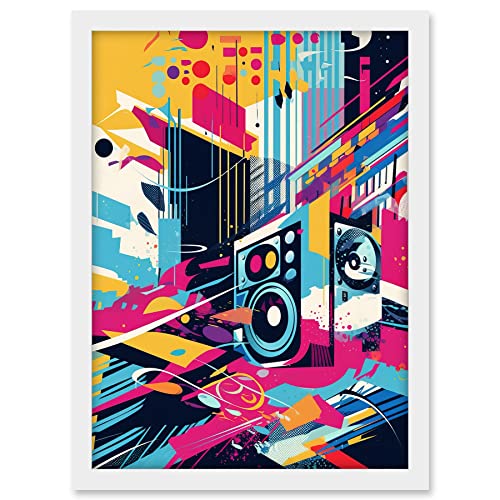 Bass Blast Music Subwoofer Speaker Abstract Colour Soundscape Frequency Modern Artwork Artwork Framed A3 Wall Art Print