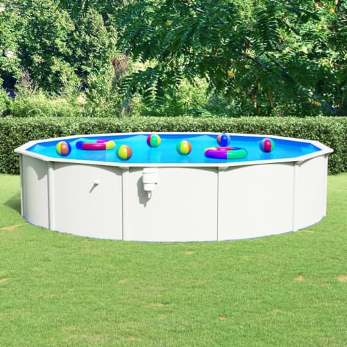 Schwimmbecken Schwimmbecken mit Stahlwand rund 550x120 cm weiß Haus & Garten