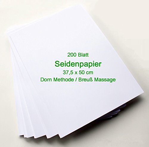 200 Blatt Seidenpapier für Dorn Methode / Breuß Massage - 37,5cm x 50,0 cm