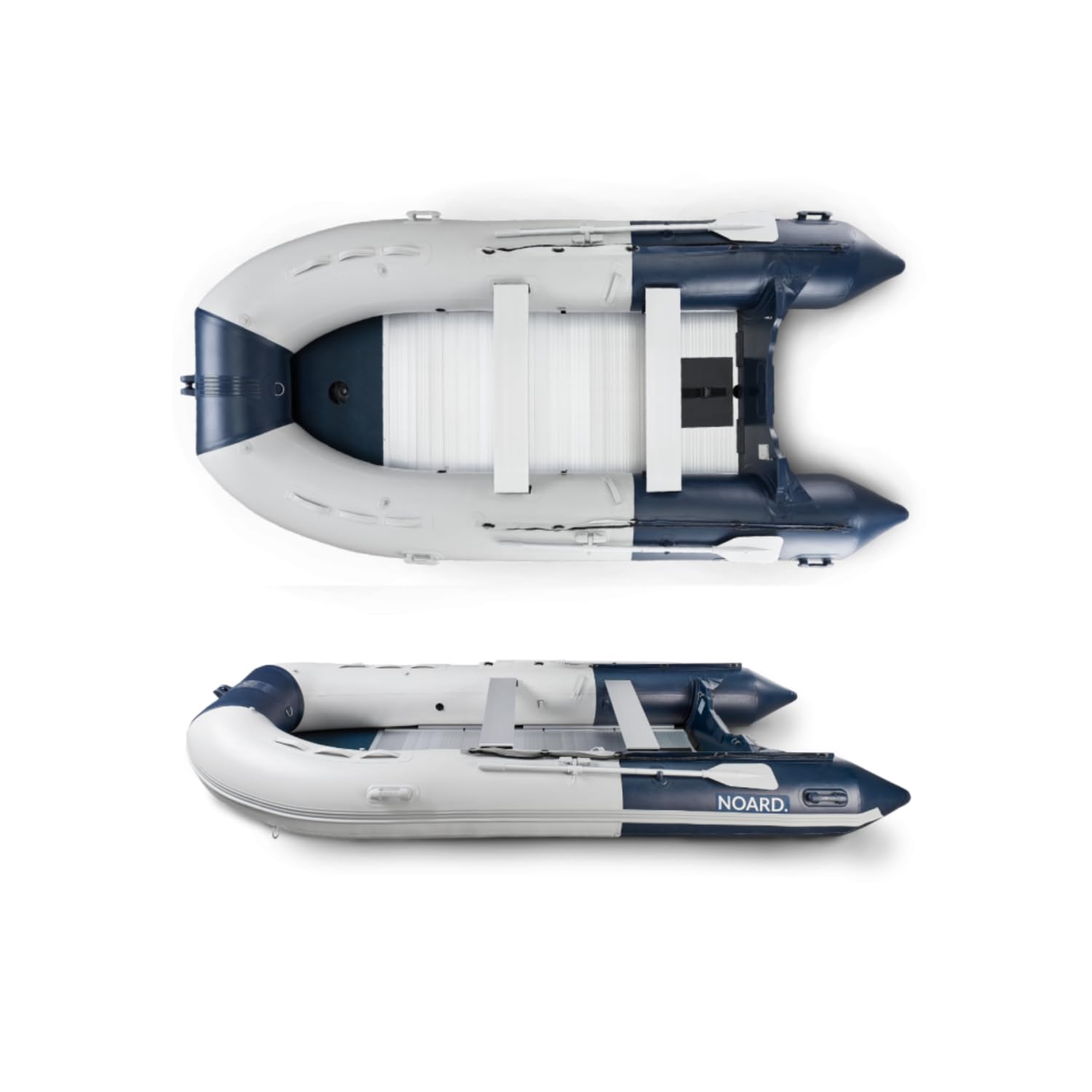 NOARD Schlauchboot mit Aluminiumboden | 430cm Länge | Blau/Grau | Schneller Auf- und Abbau | Leicht für Transport | Ideal für 6 Personen | Komplettset