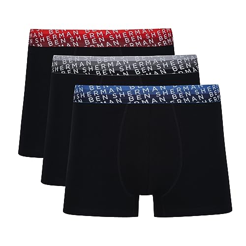 Ben Sherman Herren Men's Boxer Shorts in Black | Soft Touch Cotton Rich Trunks with Elasticated Waistband Boxershorts, Black,