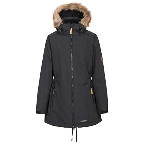 Trespass Celebrity, Black, M, Warme Wasserdichte Jacke mit abnehmbarer Kapuze für Damen, Schwarz, Medium