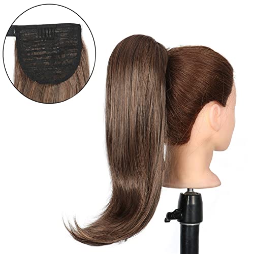 Pferdeschwanz-Verlängerung Synthetischer gerader Pferdeschwanz Wrap-Around-Clip in Haarverlängerungen aus Haar-Naturhaarteil-Faser schwarzblonder Pferdeschwanz Haarteil für Frauen (Color : 1B/30HL)