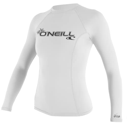 O'Neill Wetsuits Women's Basic Skins Long Sleeve Sun Shirt Rash Vest, White, L