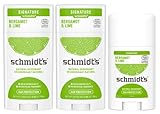 Schmidt's Deo Stick für ein frisches Gefühl und 24 Stunden Schutz gegen schlechten Geruch Bergamotte & Lime Aluminiumfri Deodorant mit Zutaten aus 100% natürlichen Ursprungs 2x58 ml, 1x40 ml