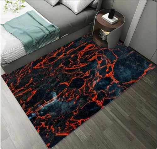 IZREEL Vulkan Lava Magma Bereich Teppich Roter Teppich Für Wohnzimmer Spielmatten Kinderteppich Zimmer Dekor Teppich Matte Home Teppiche 60X90Cm