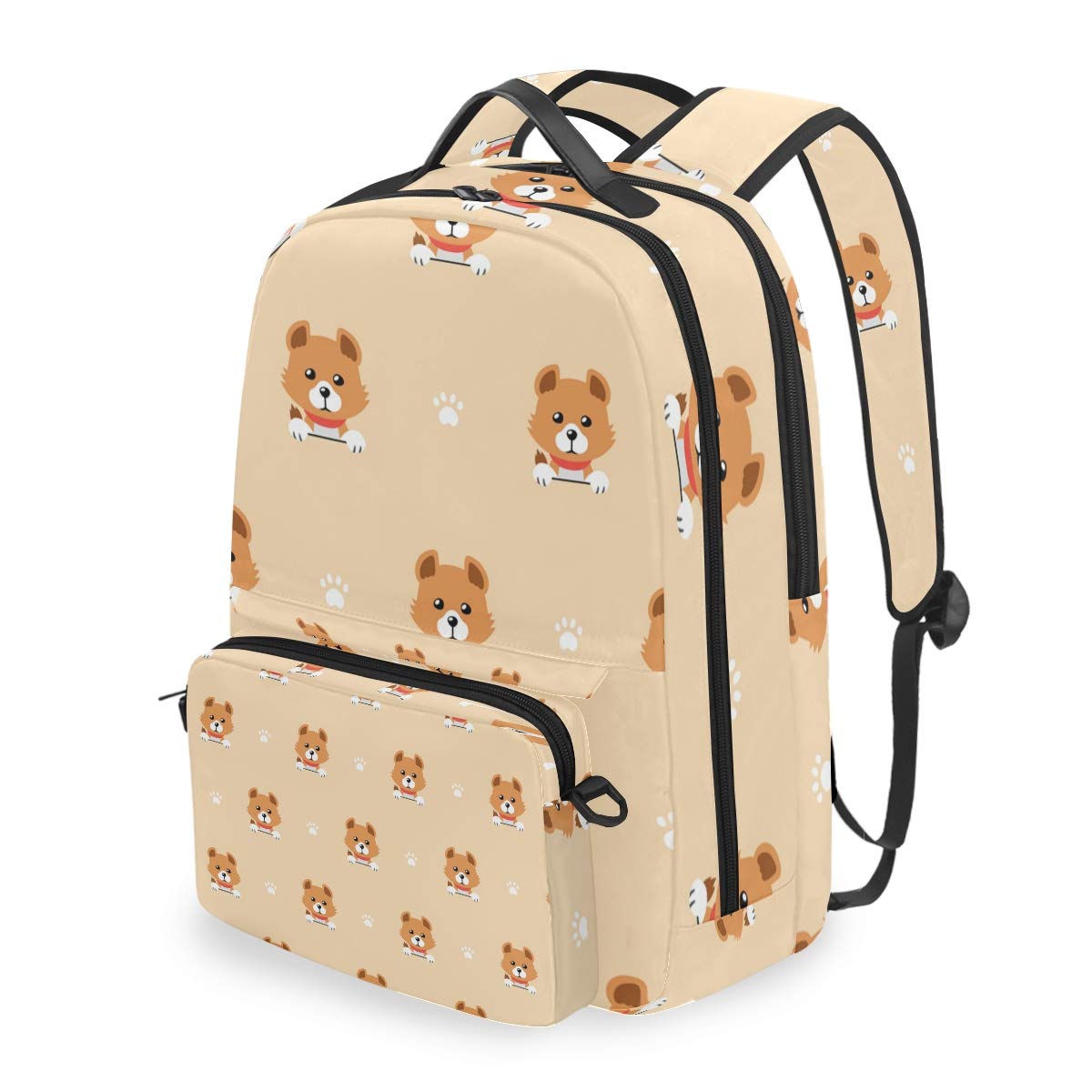 Rucksack mit abnehmbarem Kreuztaschen-Set, Cartoon-Design, niedlicher Hund, Tier, Computer-Rucksäcke, Büchertasche für Reisen, Wandern, Camping, Tagesrucksack, Muster, L