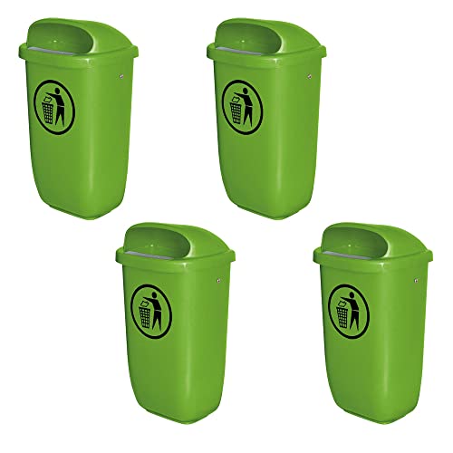 4 Abfallbehälter für den Außenbereich, 50 Liter, nach DIN 30713, Farbe: grün
