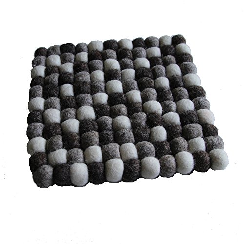 Maharanis Fairtrade Filz Untersetzer Topf Untersetzer kiesel natur hell 22 cm quadratisch handgefertigt aus reiner Wolle, hitzebeständig