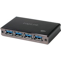 LogiLink USB 3.0 Hub mit Netzteil, 4 Port, Aluminiumgehäuse