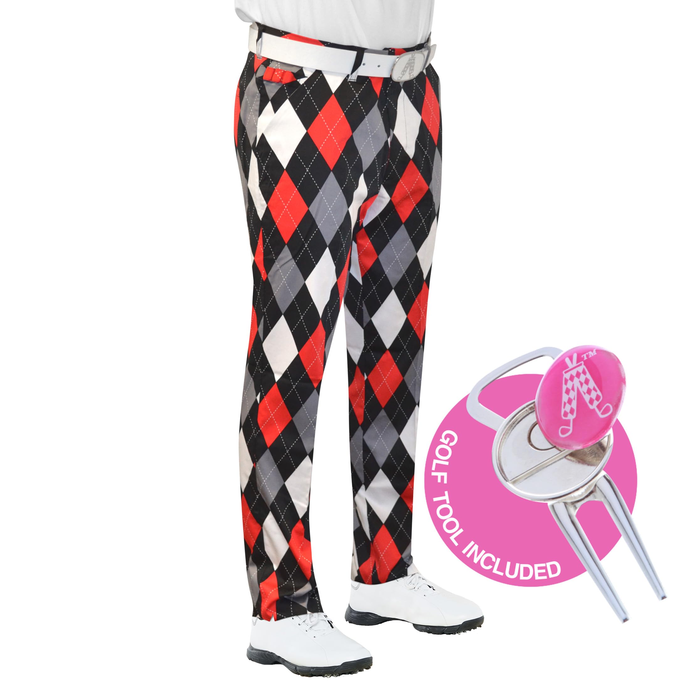 ROYAL & AWESOME HERREN-GOLFHOSE, Mehrfarbig (Diamonds in the Rough), W44/L34