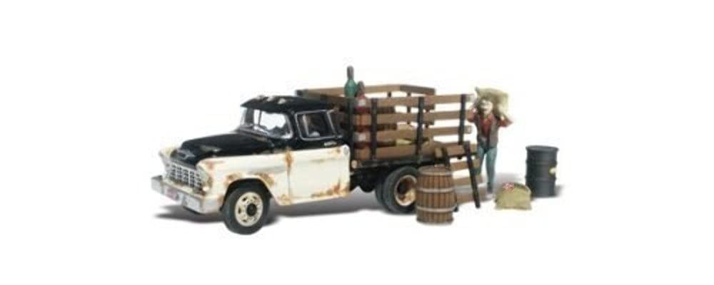 Henry´s Haulin Woodland Scenics AS5538 fährt Waren zum Markt mit Pickup Lkw Figur Ladung Fass Sack Kisten Spur HO H0 1:87