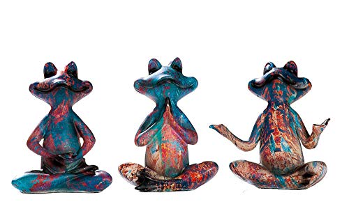 DRW GH36489 Set mit 3 Froschen Yoga-Harz, 4 x 7,5 x 10 cm