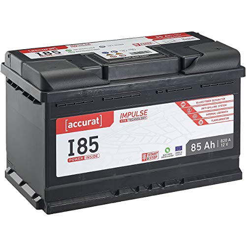 Accurat 12V Autobatterie 85Ah 820A EFB Impulse I85 Starterbatterie für Fahrzeuge mit hohem Energiebedarf, Start-Stop Automatik, wartungsfrei