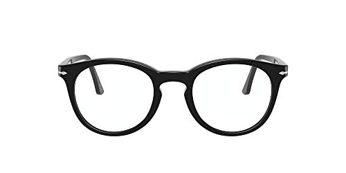 Persol Po3259v Damen-Brillenrahmen, rund, verschreibungspflichtig, Schwarz/Demo-Objektiv