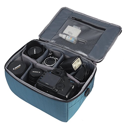 Yimidear Wasserdicht Stoß Partition Gepolsterte Kamerataschen Spiegelreflexkamera Taschen Schutzhülle Mit Top Griff und verstellbarem Schultergurt für SLR DSLR Objektiv oder Blitzlicht(Blue)