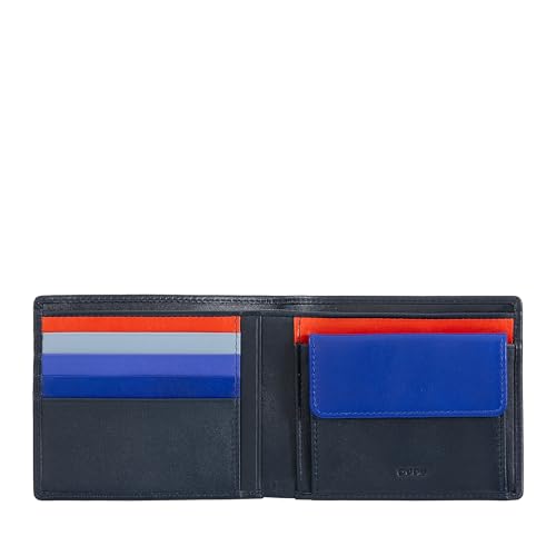 DUDU Bunte Herrenbrieftasche RFID aus Nappaleder mit Münzfach und Kartensteckfächer Navy