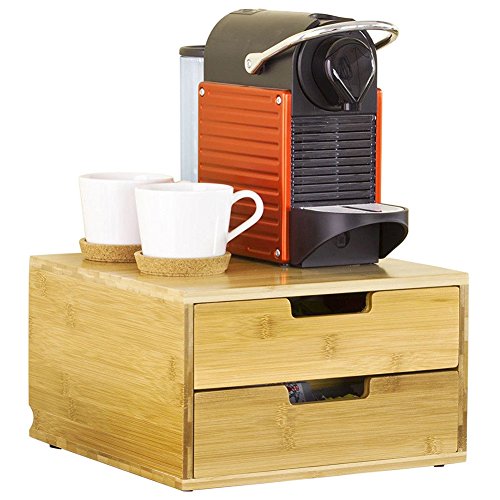 BAKAJI Kaffeekapsel doppelfach Box Kapselspender Aufbewahrungsbox Schubladenbox Schreibtischorganizer BHT: 30 x 18 x 31 cm