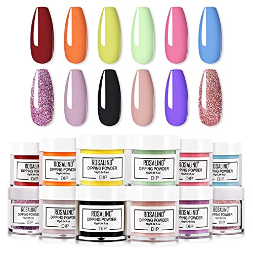 Dipping powder nails set12 Arten von reiner Farbe Glitter Nail Art Acrylpigmentpulver geeignet für French Maniküre ohne Licht Nagelpuder Set Box 10g (1)
