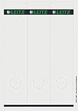 Leitz PC-beschriftbare Rückenschilder selbstklebend für Standard- und Hartpappe-Ordner, 75 Stück, Langes und breites Format, 62 x 285 mm, Papier, grau, 16870085