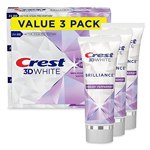 Crest Toothpaste 3D White Brilliance Vibrant Peppermint, 4.1oz (Pack of 3)