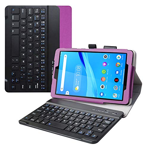 Kompatibel mit Lenovo Tab M8 FHD Bluetooth Keyboard hülle,LiuShan Abnehmbare Bluetooth Tastatur hülle mit Ständer für 8" Lenovo Tab M8 FHD (2nd Gen) TB-8705 Tablet(Not fit Lenovo Tab M8 HD),Violett