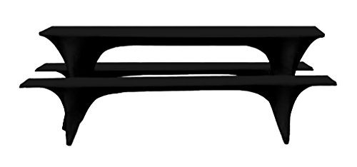 Gastro Uzal Festzeltgarniturhussen Stretch Set 3teilig, schwarz 220x70 cm, Biertischhussen, Bierbankhussen überwurf