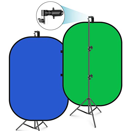 Neewer 150x200cm Chromakey Blau-Grün Hintergrund mit Stativset: 2-in-1 Aufklapp Soft Diffusor mit umkehrbarem Hintergrund für Fotostudios Live-Streaming usw