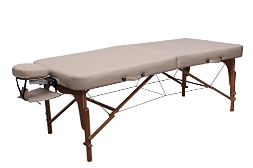 Massageliege Zen FlatTop - klappbar und höhenverstellbar – mobiler Massagetisch aus Holz - mit ergonomischer Kopfstütze (Créme)