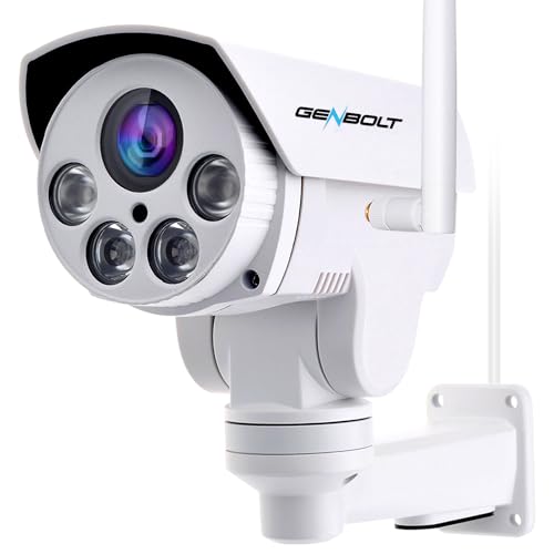 GENBOLT 9X PTZ Kabellose Überwachungskamera Außen, CCTV IP Überwachungskamera Aussen WLAN, Optischer Zoom-Autofokus, Humanoid-Tracking, Alarmschutz, Loop-Aufnahme