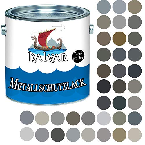 Halvar Metallschutzlack SEIDENMATT Grau RAL 7000-7047 Metallfarbe besonders robuster Kunstharzlack Wetterbeständig & perfekter Langzeitschutz Metall (2,5 L, RAL 7016 Anthrazitgrau)