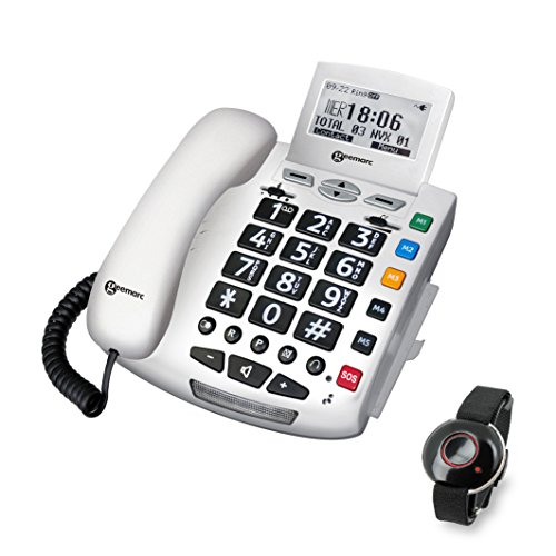 Geemarc SERENTIES Schnurgebundenes Seniorentelefon inkl. Notrufsender Beleuchtetes Display Weiß