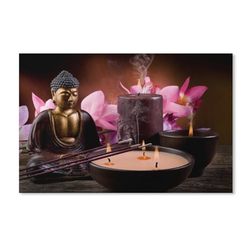 Puzzles 1000 Stück PapierMontage Bild，Buddha-Statue und Kerze，Erwachsene Spiele Lernspielzeug（50x70cm）-H72