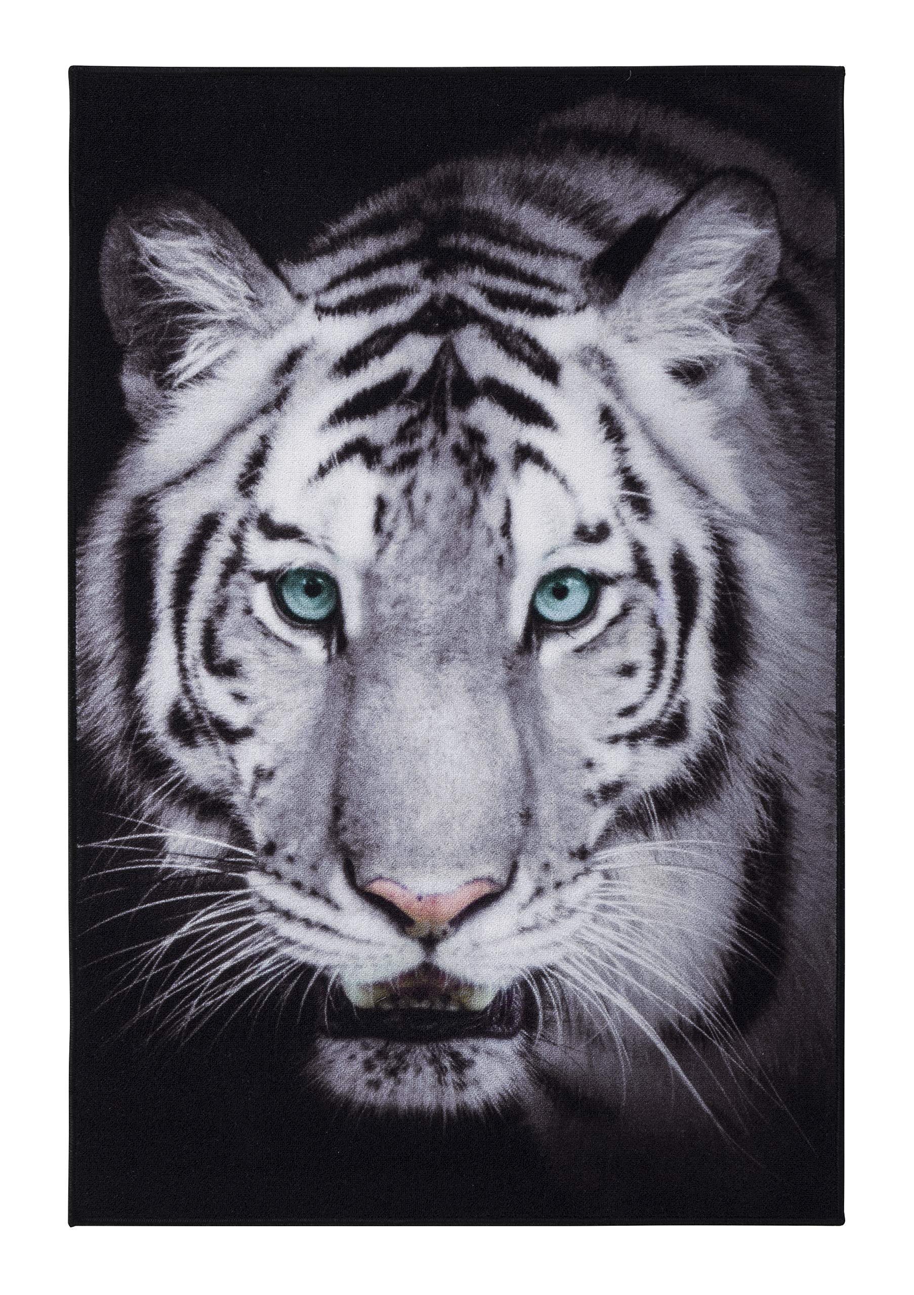 andiamo Designer Teppich Tiger Digital für das Wohnzimmer 100x150 cm schwarz-weiß, 100% Polyamid, 100 x 150 cm
