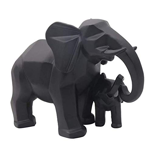 Tubayia Moderne Elefant Tierfigur Statue Skulptur Dekofigur Tischdeko Ornament für Haus Büro Café (Schwarz)