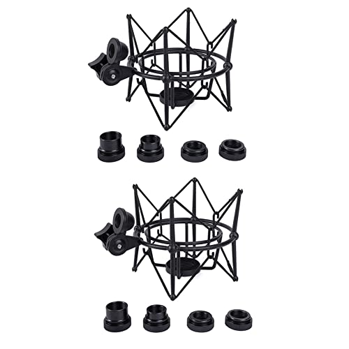 Bdfhjln 2 x Mikrofon Shock Mount Halterung verstellbar Mikrofon-Aufnahme Halterung aus Metall Mikrofonständer Pod (schwarz)