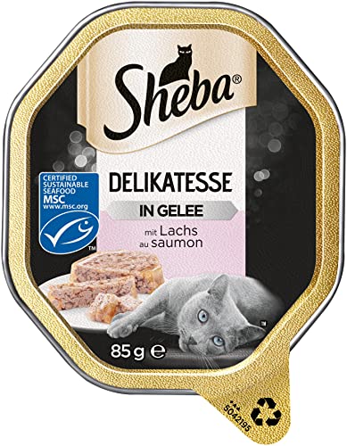 Sheba Katzennassfutter - Delikatesse in Gelee Geschnetzeltes mit Lachs 85 g
