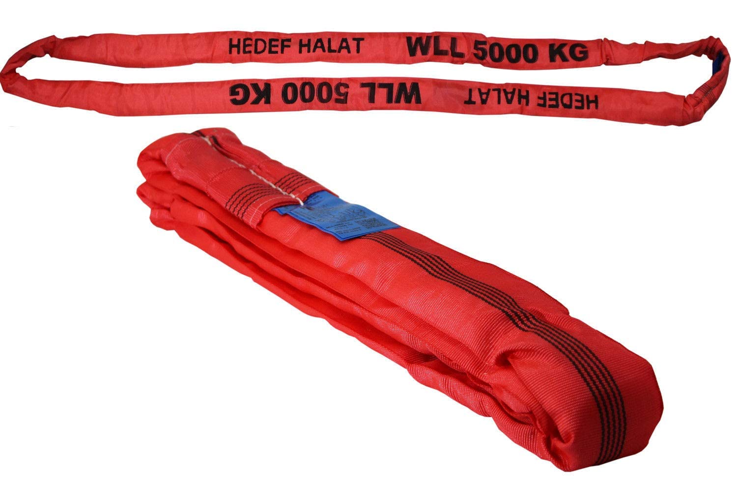 Rundschlinge 5000kg Tragkraft, 12m Umfang, endlos mit Polyesterkern, Hebegurt Hebeband, Rot