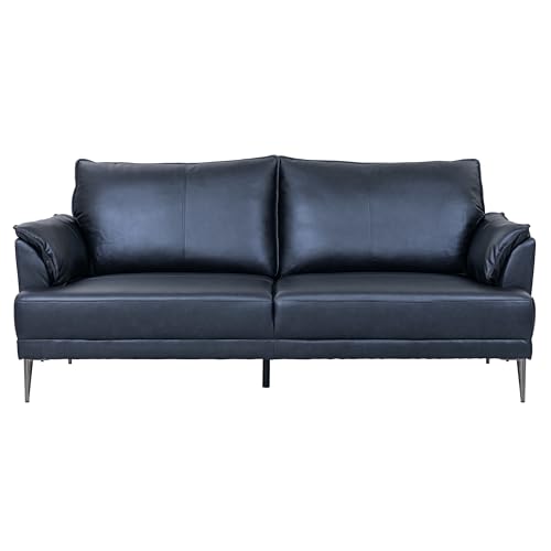 Furnhouse Ibbe Design Schwarz 3-Sitzer Sofa Soul Echtlederbezug Taschenfederkern Polsterung Polstersofa für Wohnzimmer