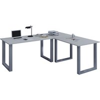 Eckschreibtisch, Schreibtisch, Büromöbel, Computertisch, Winkeltisch, Tisch, Büro, Lona, 160 x 160 x 80 grau