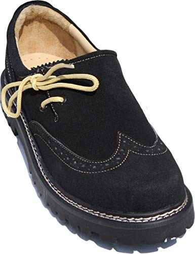 German Wear Haferlschuhe Trachtenschuhe Brogue Original-Handmachart, Schuhgröße:42, Farbe:Schwarz