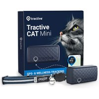 Tractive CAT Mini - GPS Tracker Katze. Katzen-GPS mit Ortung rund um die Uhr, Revier-Funktion, Weglaufalarm und unbegrenzter Reichweite (Blau) + Rogz-Sicherheitshalsband