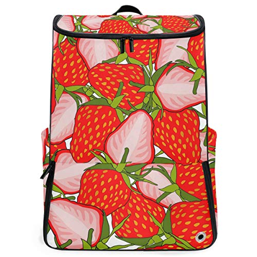 FANTAZIO Laptop-Rucksack für unterwegs, schmackhafte Erdbeeren, langlebig, für Schule und Schule