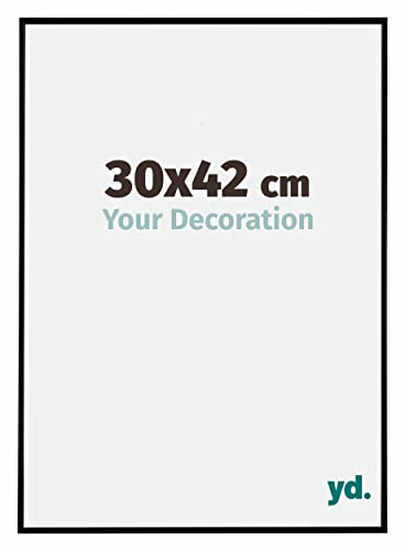 yd. Your Decoration - Bilderrahmen 30x42 cm - Bilderrahmen aus Kunststoff mit Acrylglas - Antireflex - Ausgezeichneter Qualität - Schwarz Matt - Fotorahmen - Evry