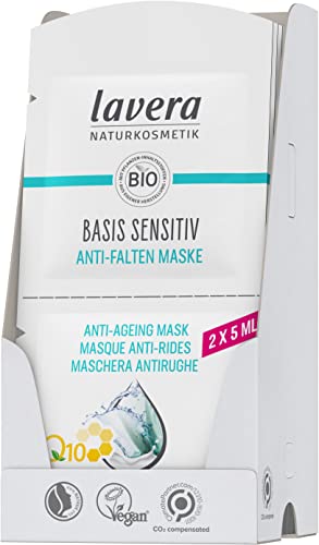 lavera Basis Sensitiv Anti-Falten Maske Coenzym Q10 ∙ vegan Bio Pflanzenwirkstoffe Naturkosmetik Natural & innovative 15er Pack (15 x 10 ml)